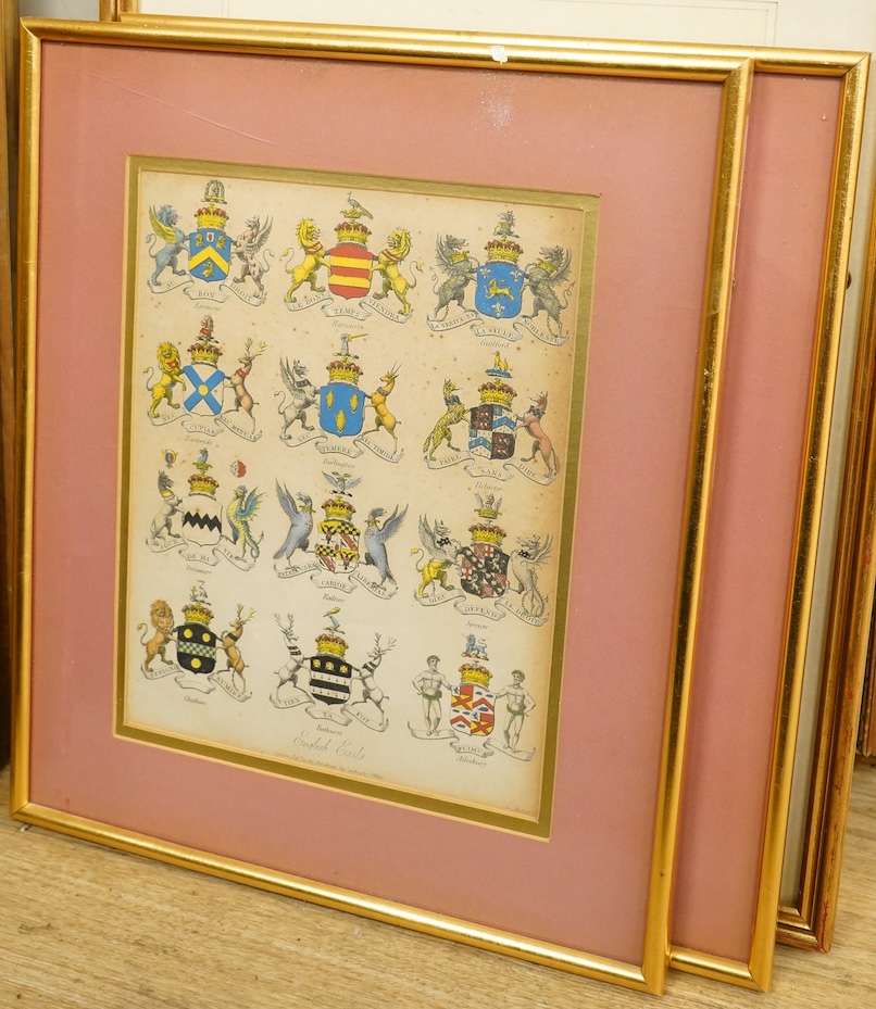 After Joseph Mutlow (fl.1795-1834), pair of early 19th century heraldic coats of arms, comprising: ‘Scotch Earls, Viscounts and Barons’ and ‘English Earls’, engravings, 25 x 18.5cm